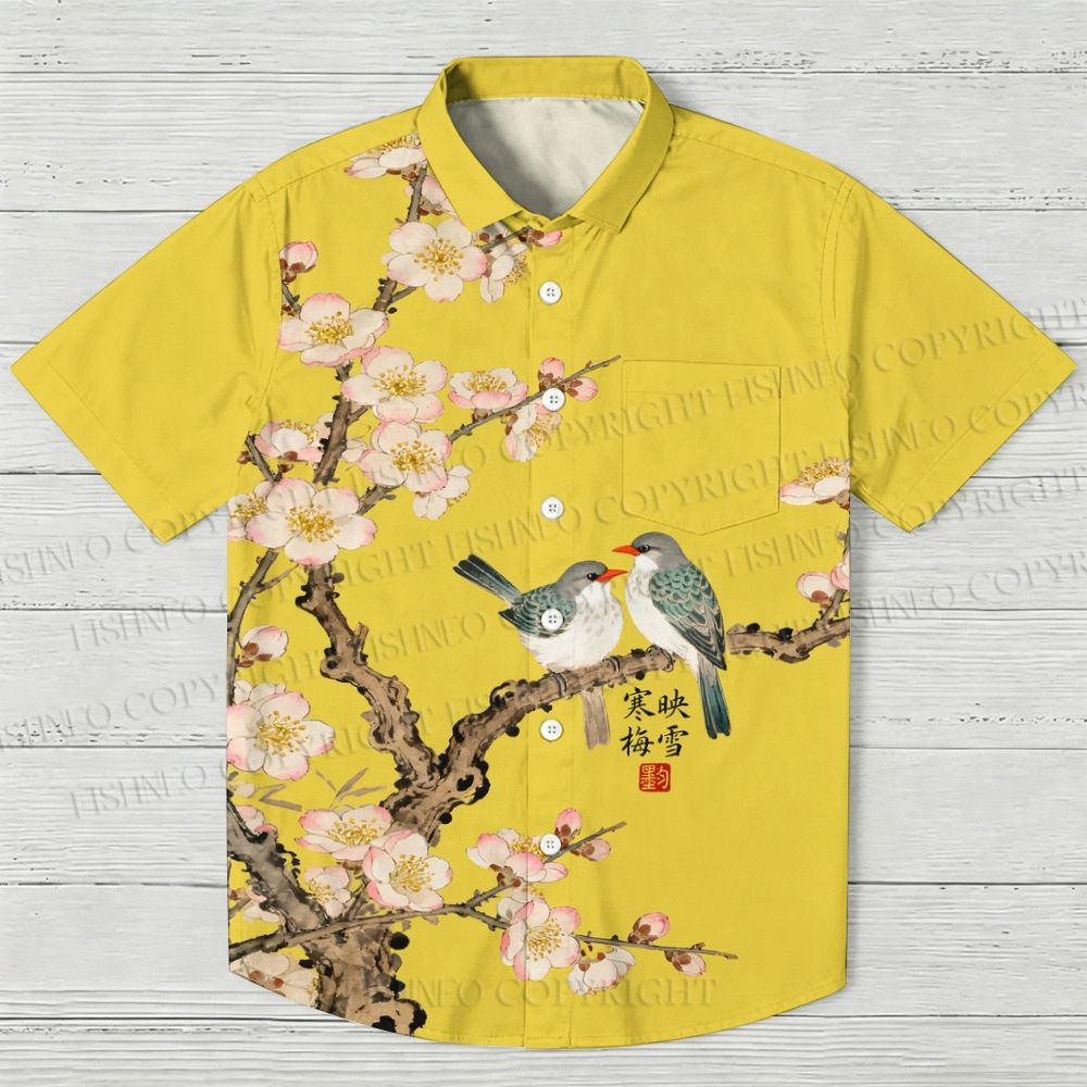 Vintage Bird in Flowers Hawaiian Shirt