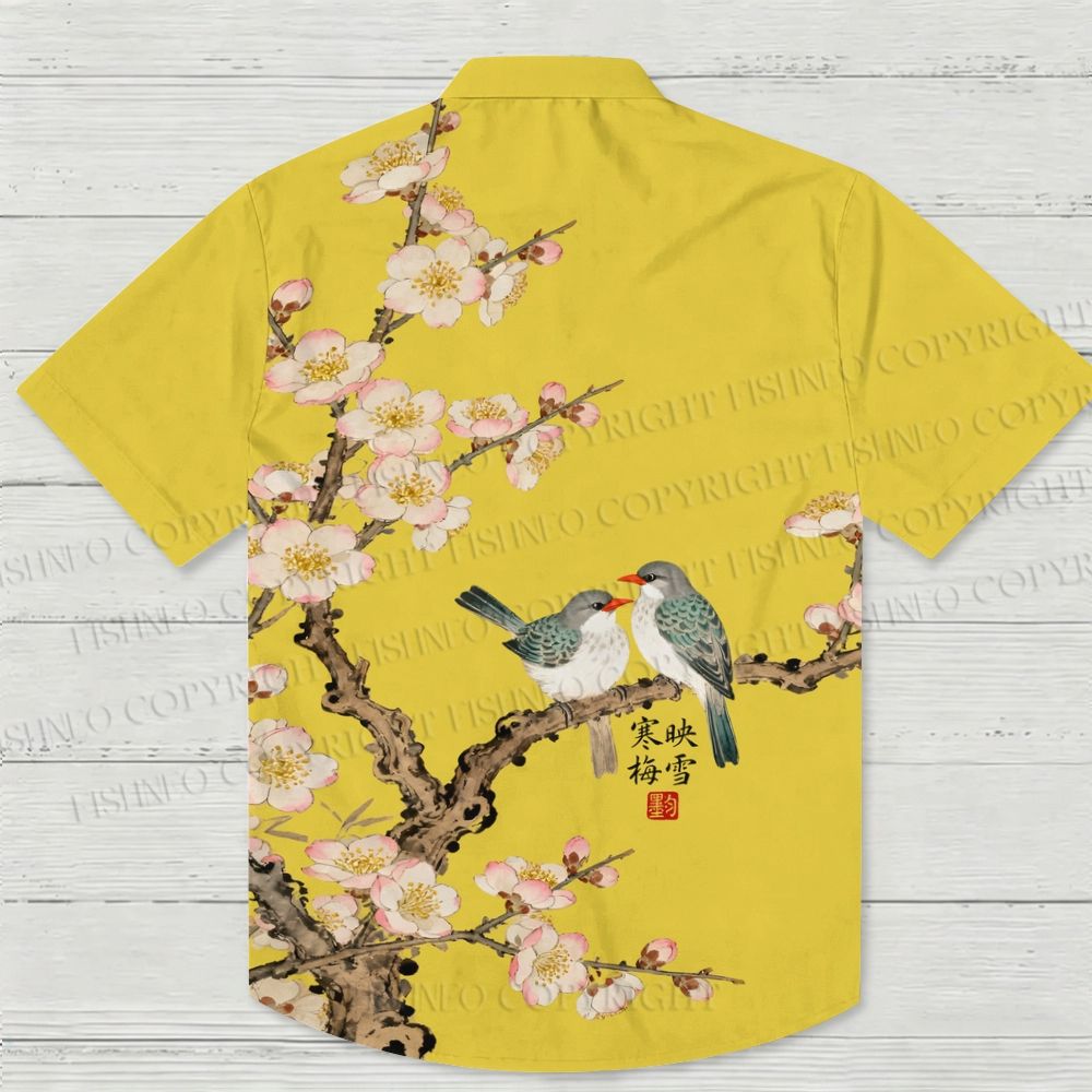 Vintage Bird in Flowers Hawaiian Shirt