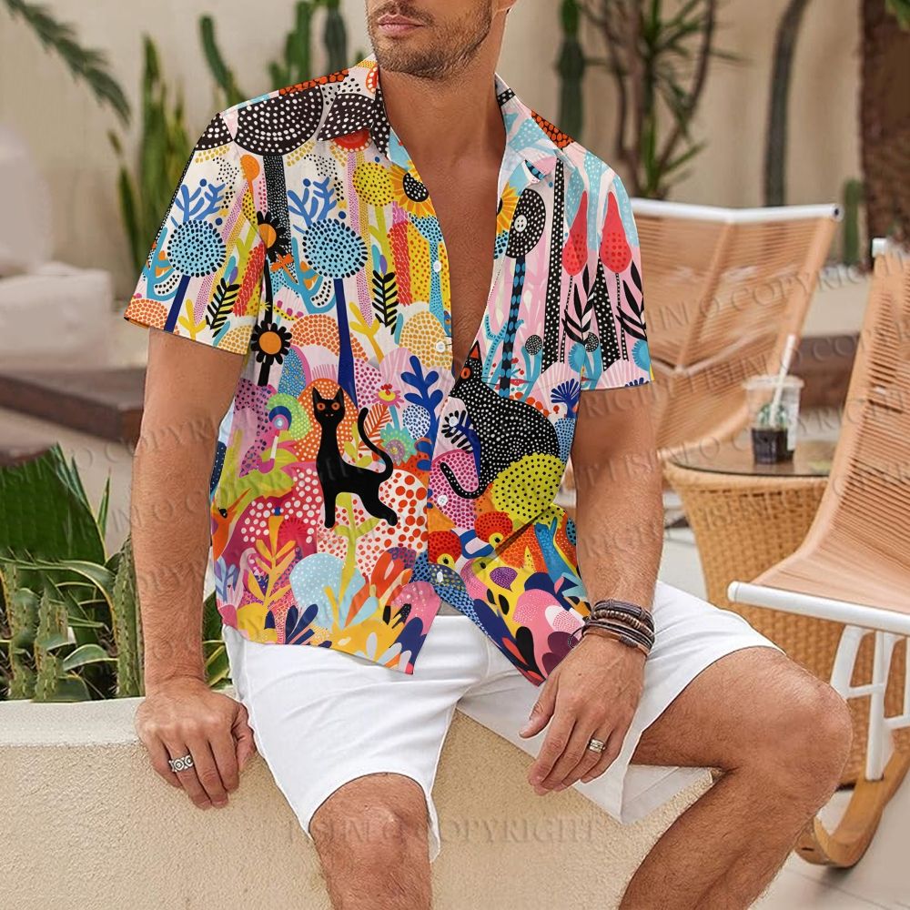 Yayoi Kusama Forest Cat Hawaiian Shirt