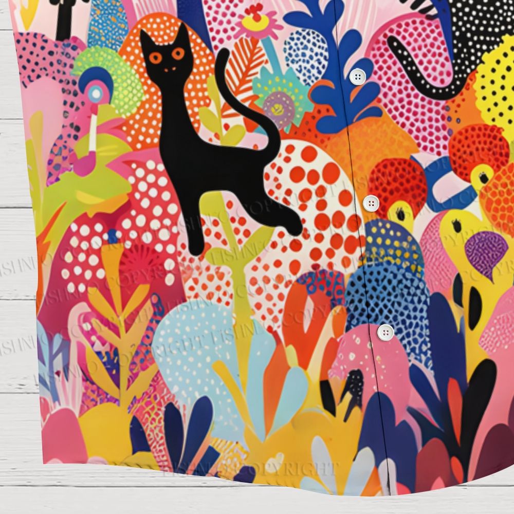Yayoi Kusama Forest Cat Hawaiian Shirt