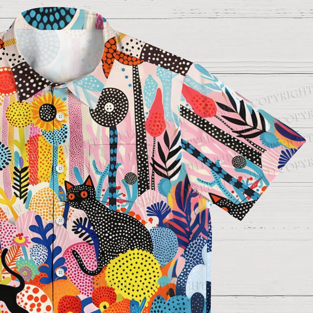 Yayoi Kusama Forest Cat Hawaiian Shirt
