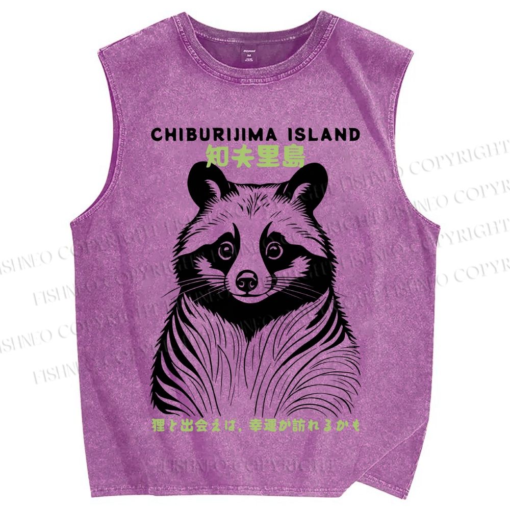 Unisex Chiburijima Island Travel Printed Washed Tank Top