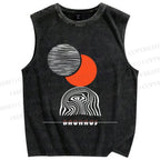 Unisex Bauhaus Eclipse Printed Washed Tank Top