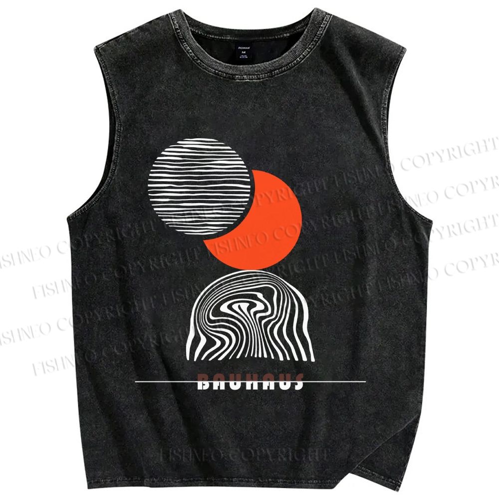 Unisex Bauhaus Eclipse Printed Washed Tank Top