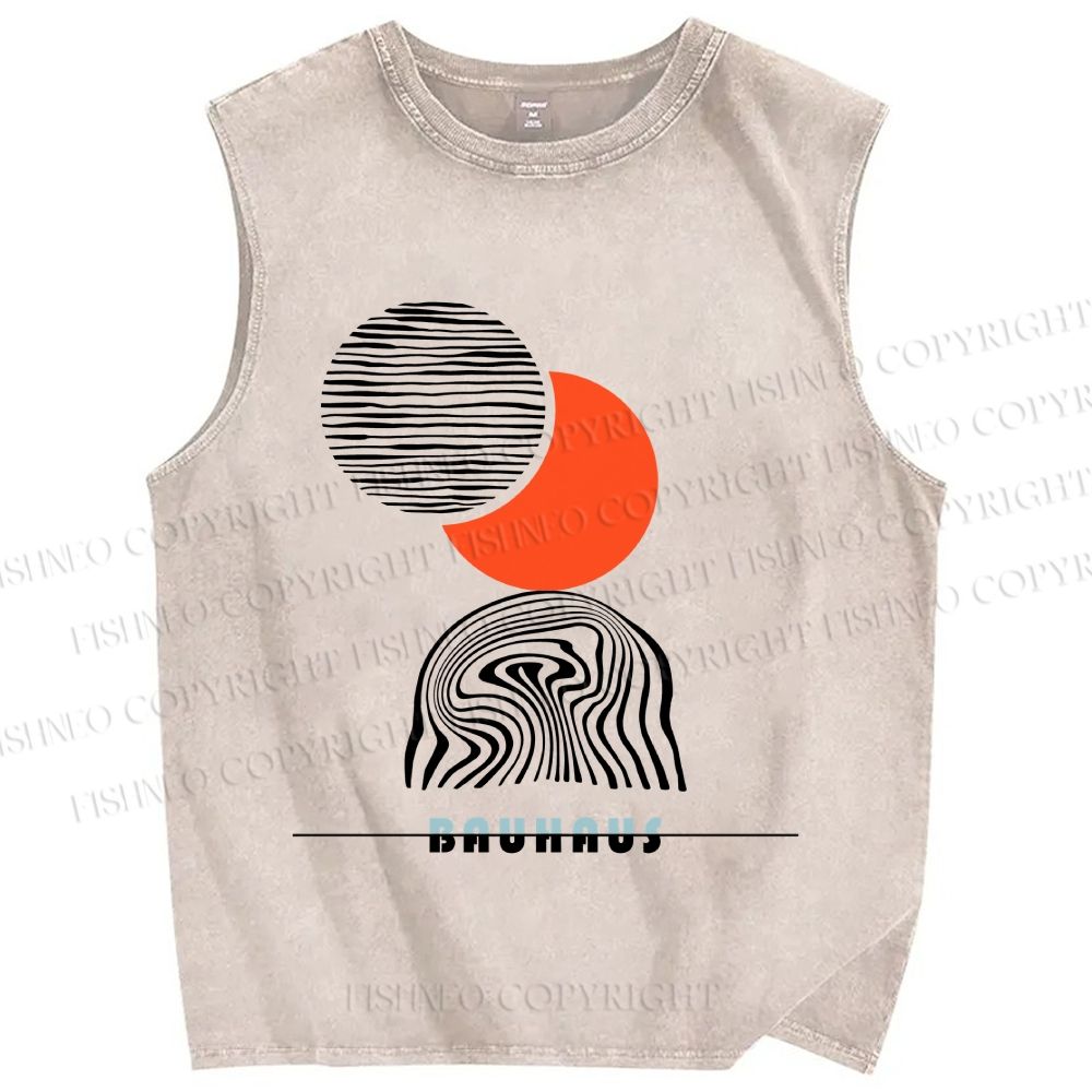 Unisex Bauhaus Eclipse Printed Washed Tank Top