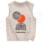 Unisex Bauhaus Eclipse Printed Washed Tank Top