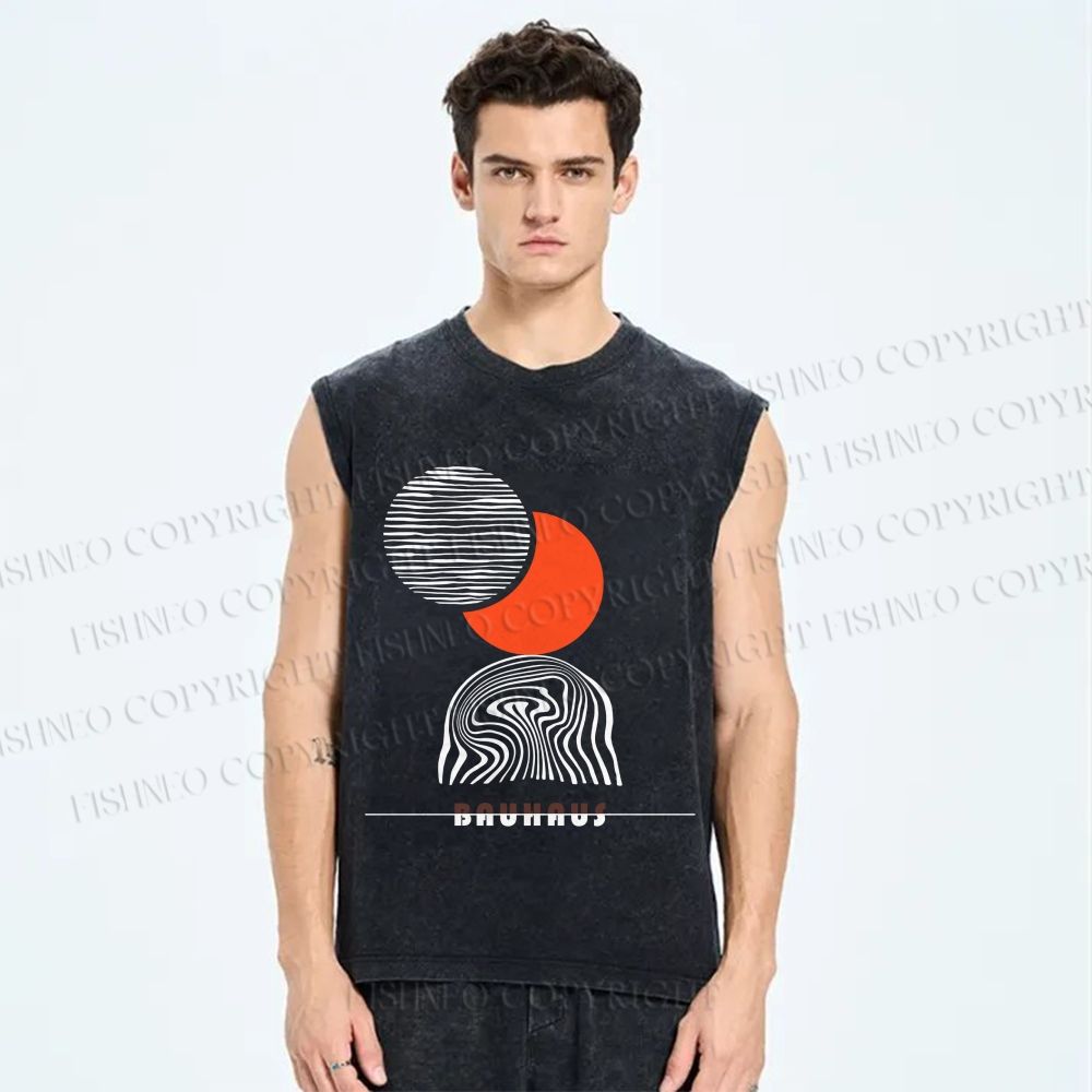 Unisex Bauhaus Eclipse Printed Washed Tank Top