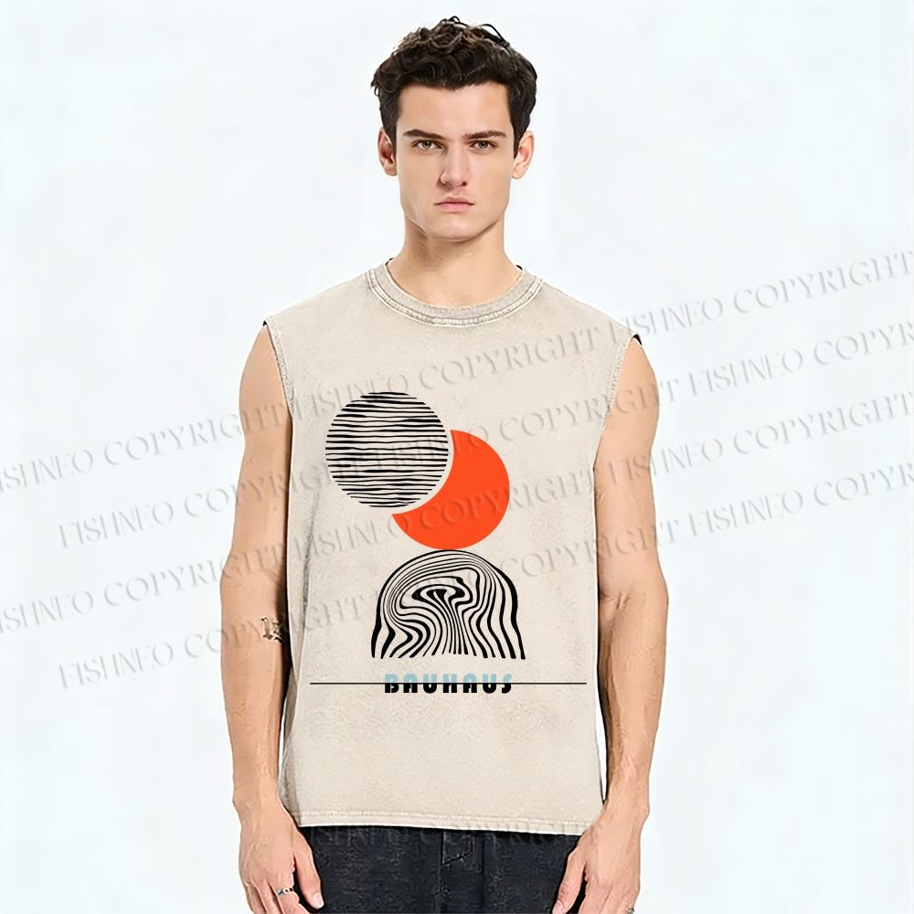 Unisex Bauhaus Eclipse Printed Washed Tank Top