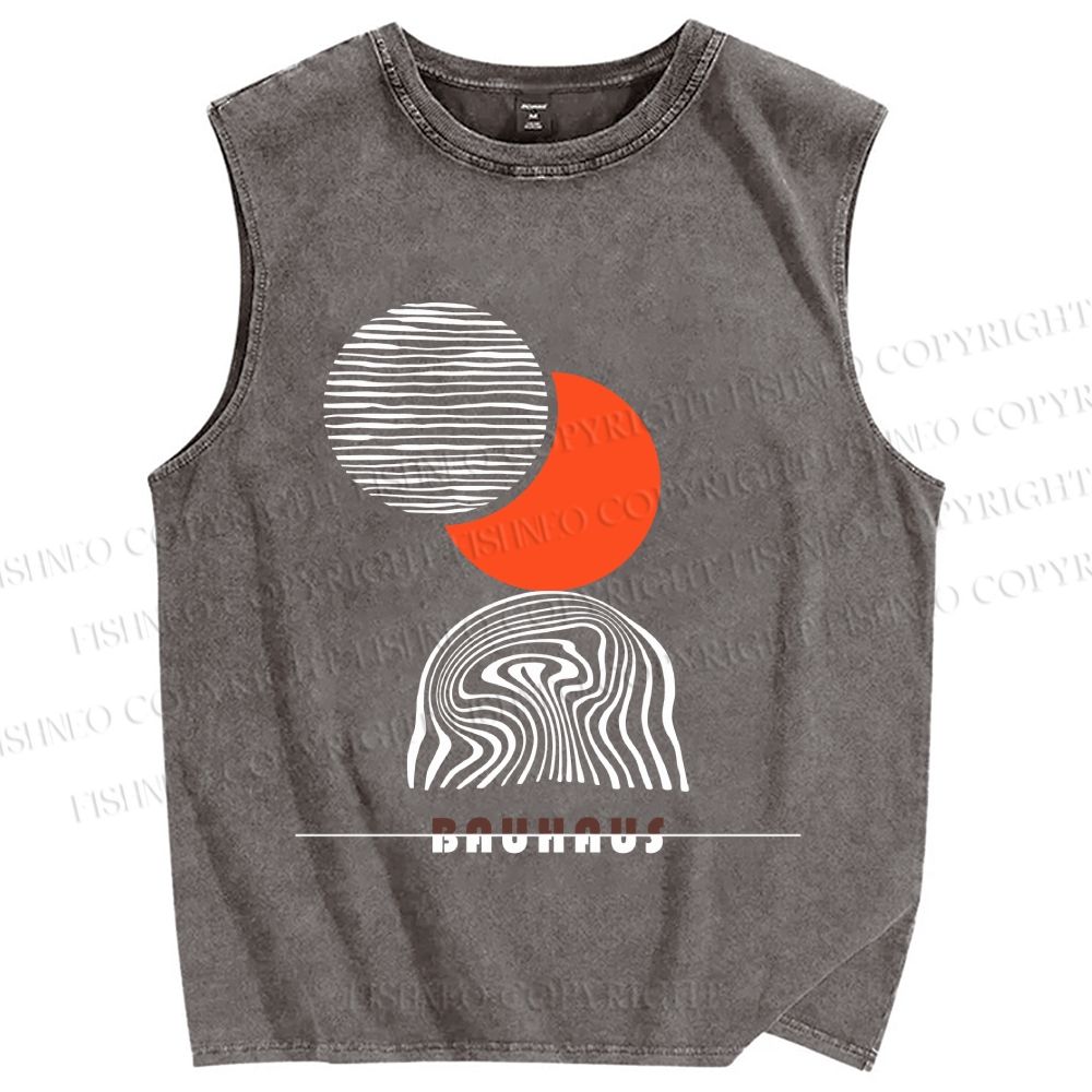 Unisex Bauhaus Eclipse Printed Washed Tank Top