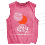 Unisex Bauhaus Eclipse Printed Washed Tank Top