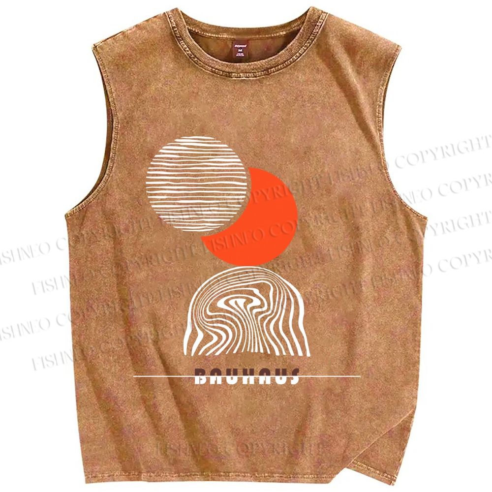 Unisex Bauhaus Eclipse Printed Washed Tank Top