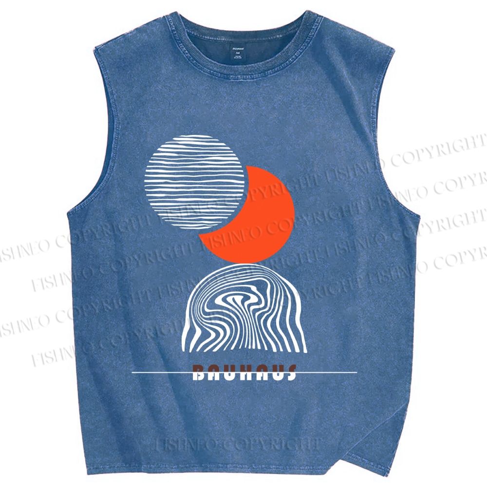 Unisex Bauhaus Eclipse Printed Washed Tank Top