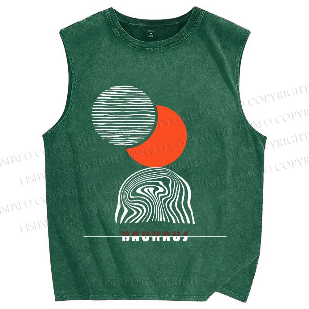Unisex Bauhaus Eclipse Printed Washed Tank Top