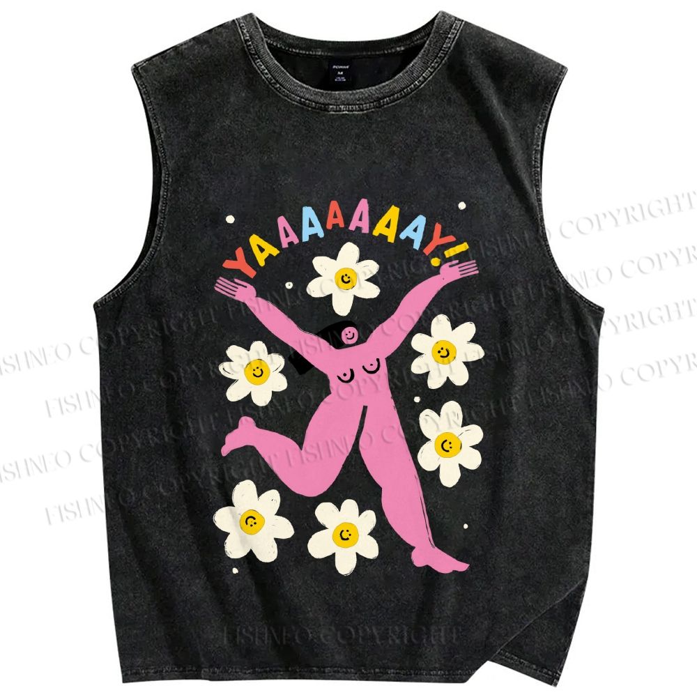 Unisex YAAAAY Lady Printed Washed Tank Top