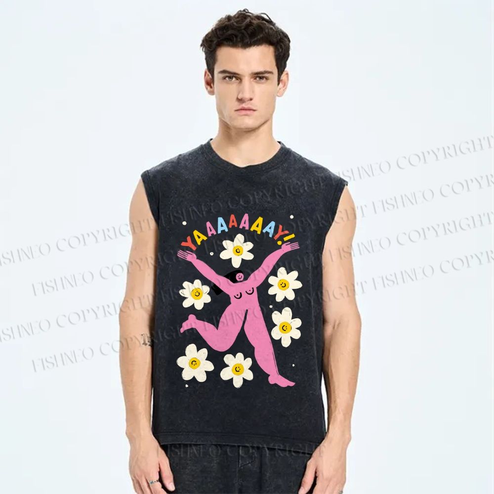 Unisex YAAAAY Lady Printed Washed Tank Top