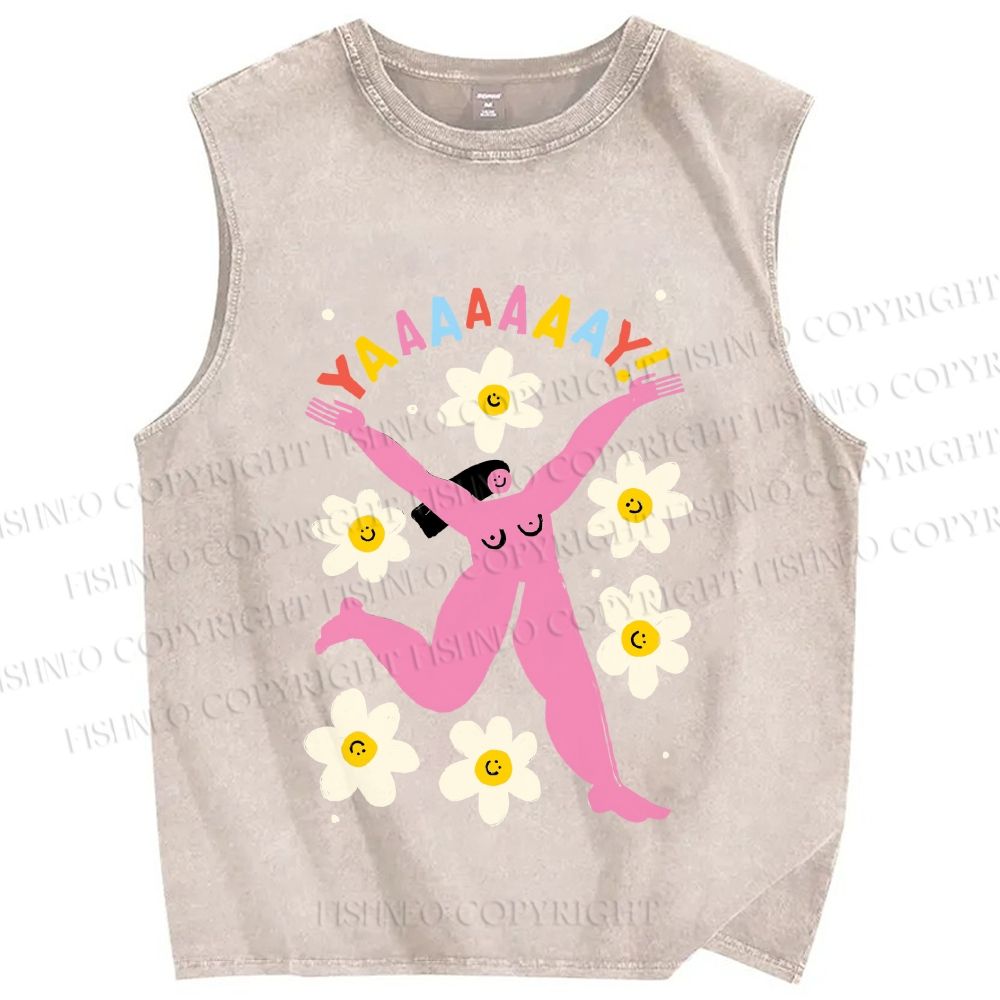 Unisex YAAAAY Lady Printed Washed Tank Top
