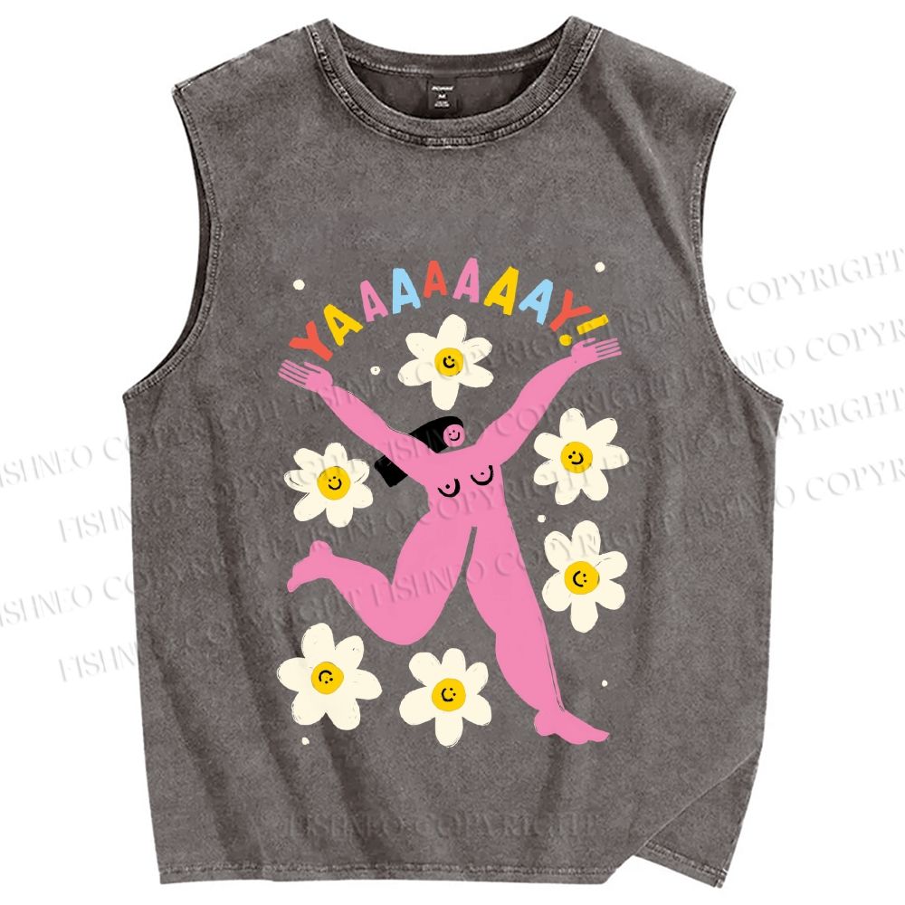Unisex YAAAAY Lady Printed Washed Tank Top