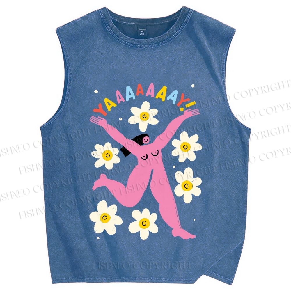 Unisex YAAAAY Lady Printed Washed Tank Top