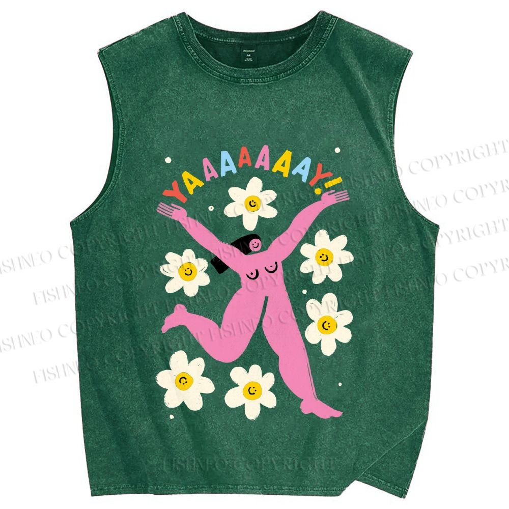 Unisex YAAAAY Lady Printed Washed Tank Top