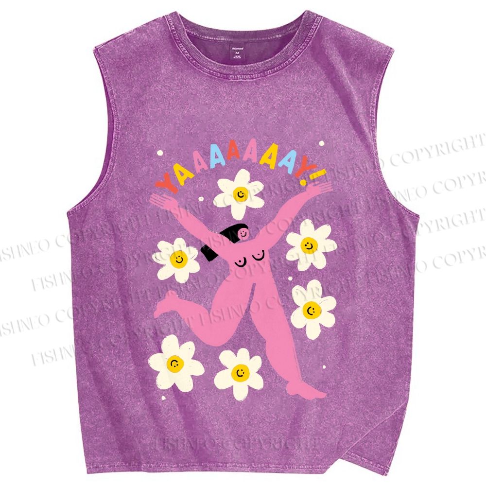 Unisex YAAAAY Lady Printed Washed Tank Top
