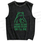 Unisex Weird Frog Funny Meme Printed Washed Tank Top