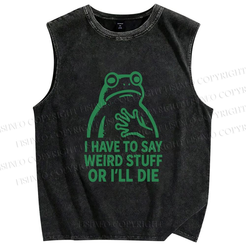 Unisex Weird Frog Funny Meme Printed Washed Tank Top