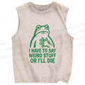 Unisex Weird Frog Funny Meme Printed Washed Tank Top