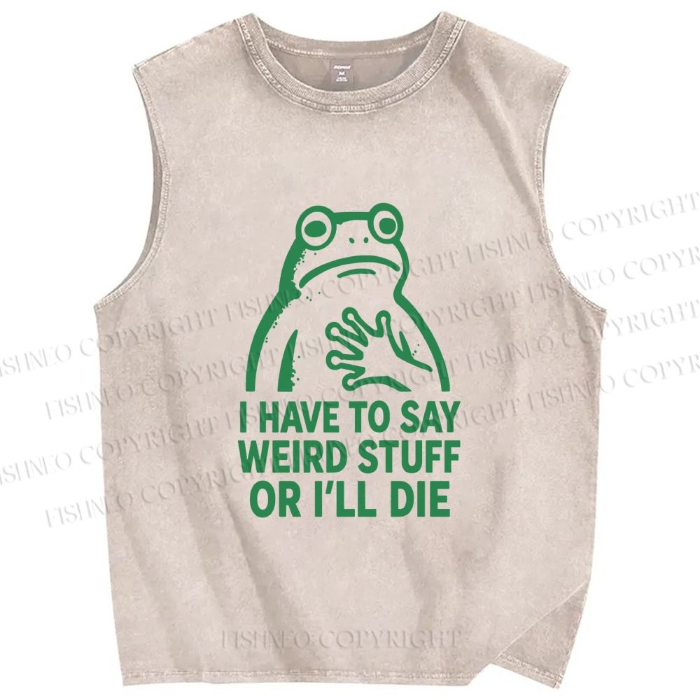 Unisex Weird Frog Funny Meme Printed Washed Tank Top