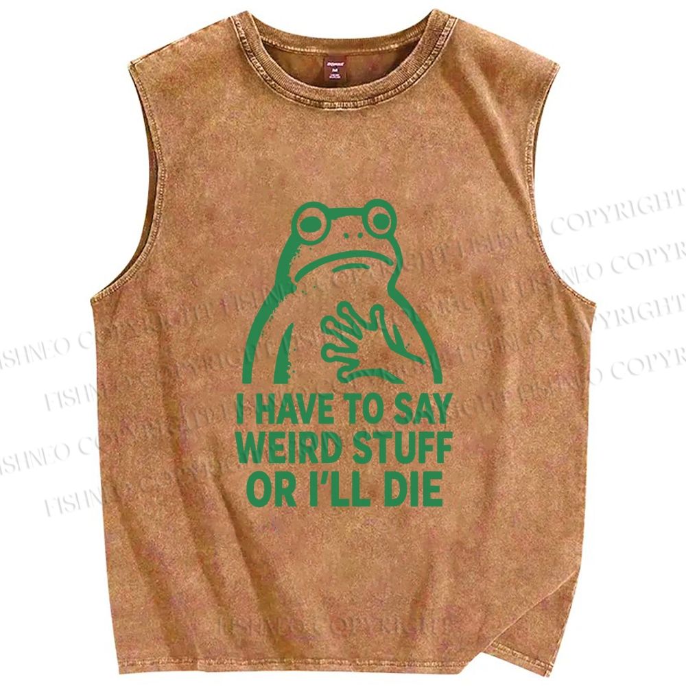 Unisex Weird Frog Funny Meme Printed Washed Tank Top