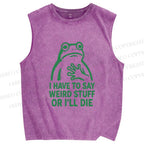 Unisex Weird Frog Funny Meme Printed Washed Tank Top