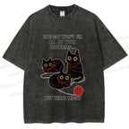 Unisex Three Cats Fix All Problems Printed Washed Tee