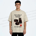 Unisex Three Cats Fix All Problems Printed Washed Tee