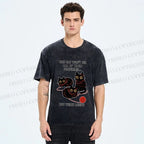 Unisex Three Cats Fix All Problems Printed Washed Tee