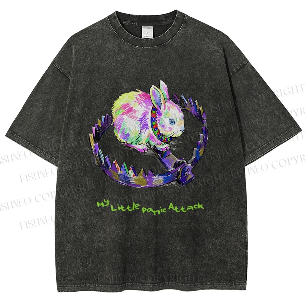 Unisex A TRAP AND A RABBIT Printed Washed Tee