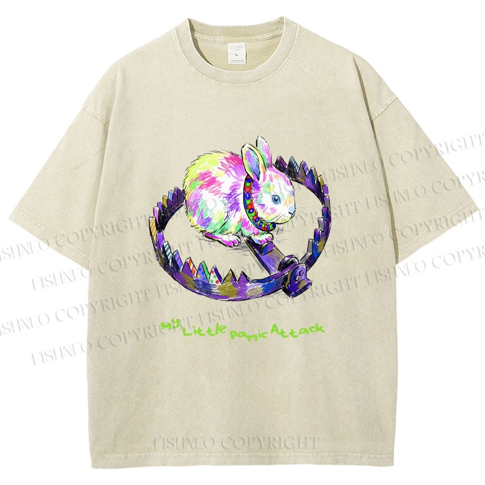 Unisex A TRAP AND A RABBIT Printed Washed Tee