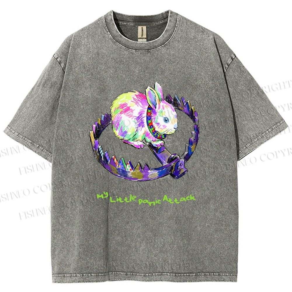 Unisex A TRAP AND A RABBIT Printed Washed Tee