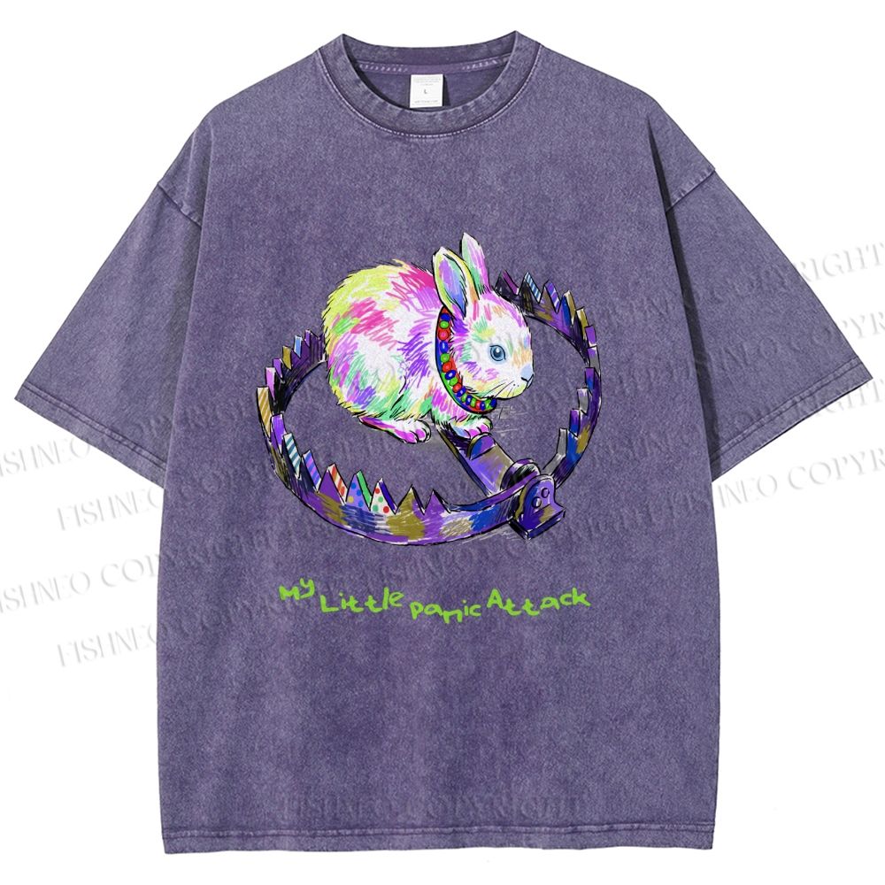 Unisex A TRAP AND A RABBIT Printed Washed Tee