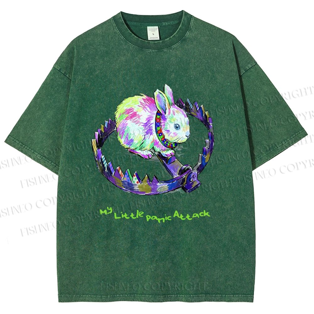 Unisex A TRAP AND A RABBIT Printed Washed Tee