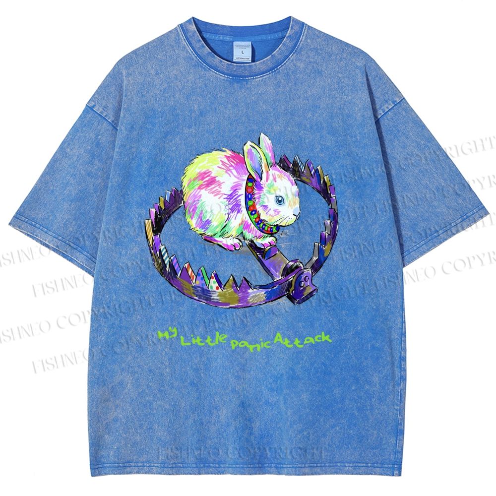 Unisex A TRAP AND A RABBIT Printed Washed Tee