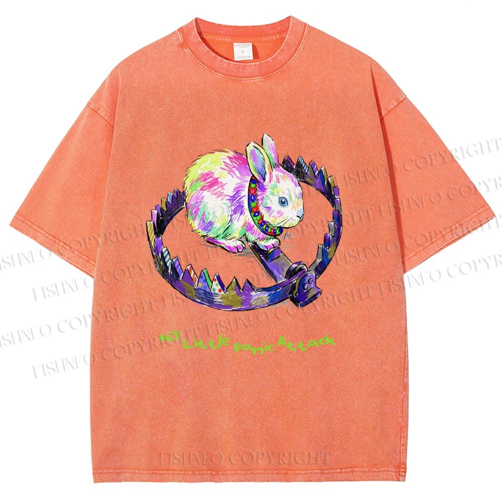 Unisex A TRAP AND A RABBIT Printed Washed Tee