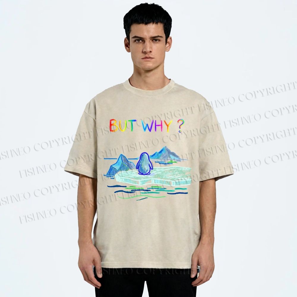 Unisex BUT WHY? Printed Washed Tee