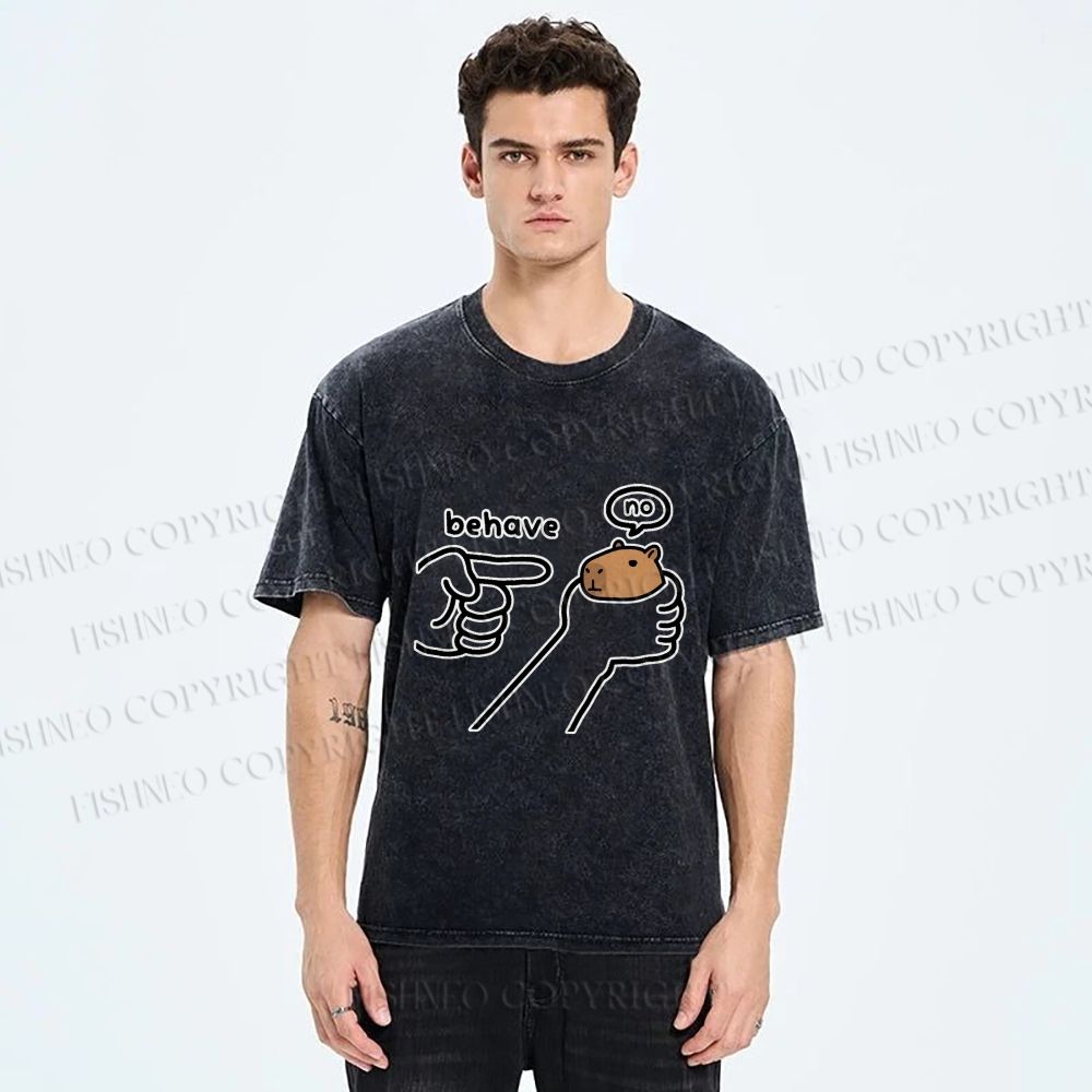 Unisex Dishonest Capybara Printed Washed Tee