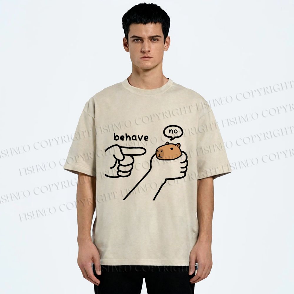 Unisex Dishonest Capybara Printed Washed Tee