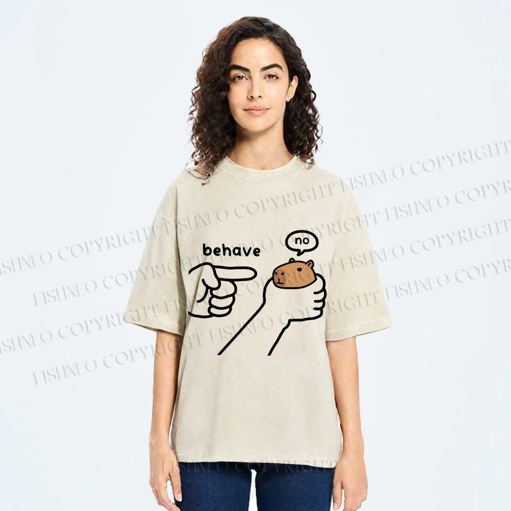 Unisex Dishonest Capybara Printed Washed Tee