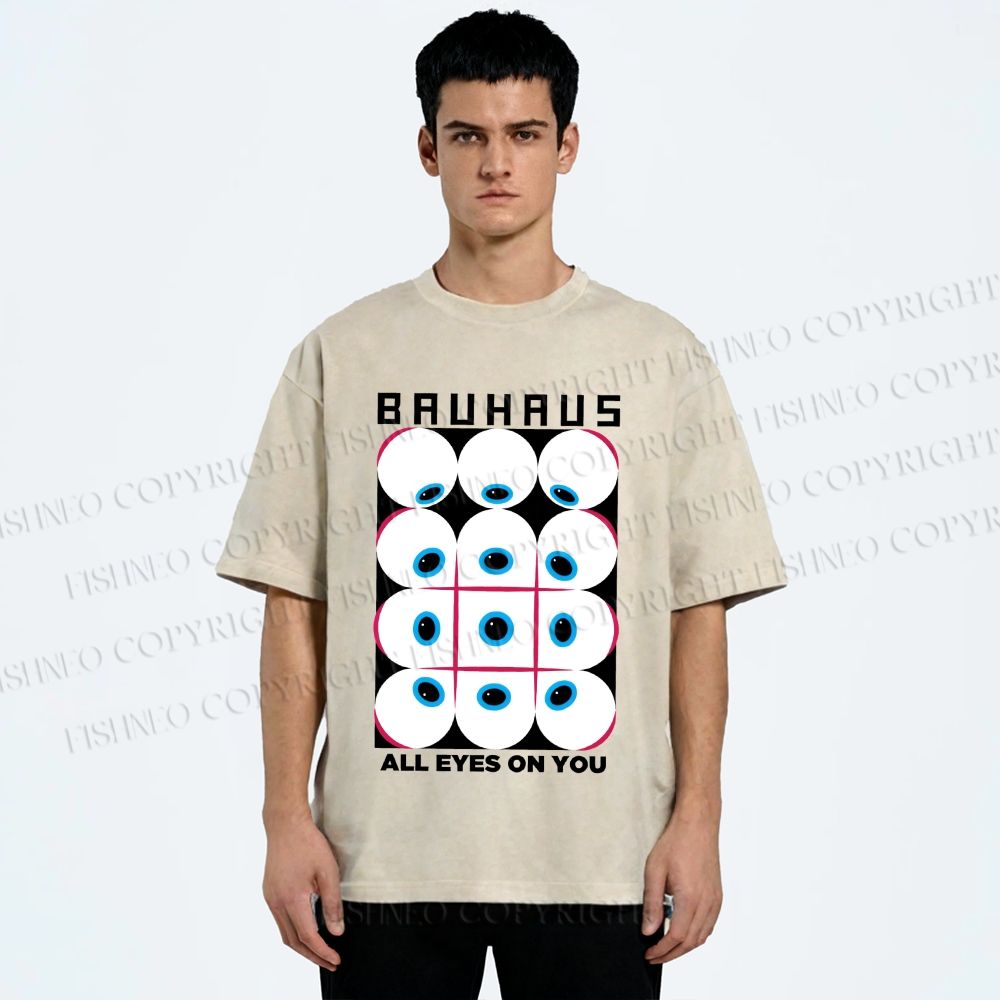 Unisex Bauhaus Eye Printed Washed Tee
