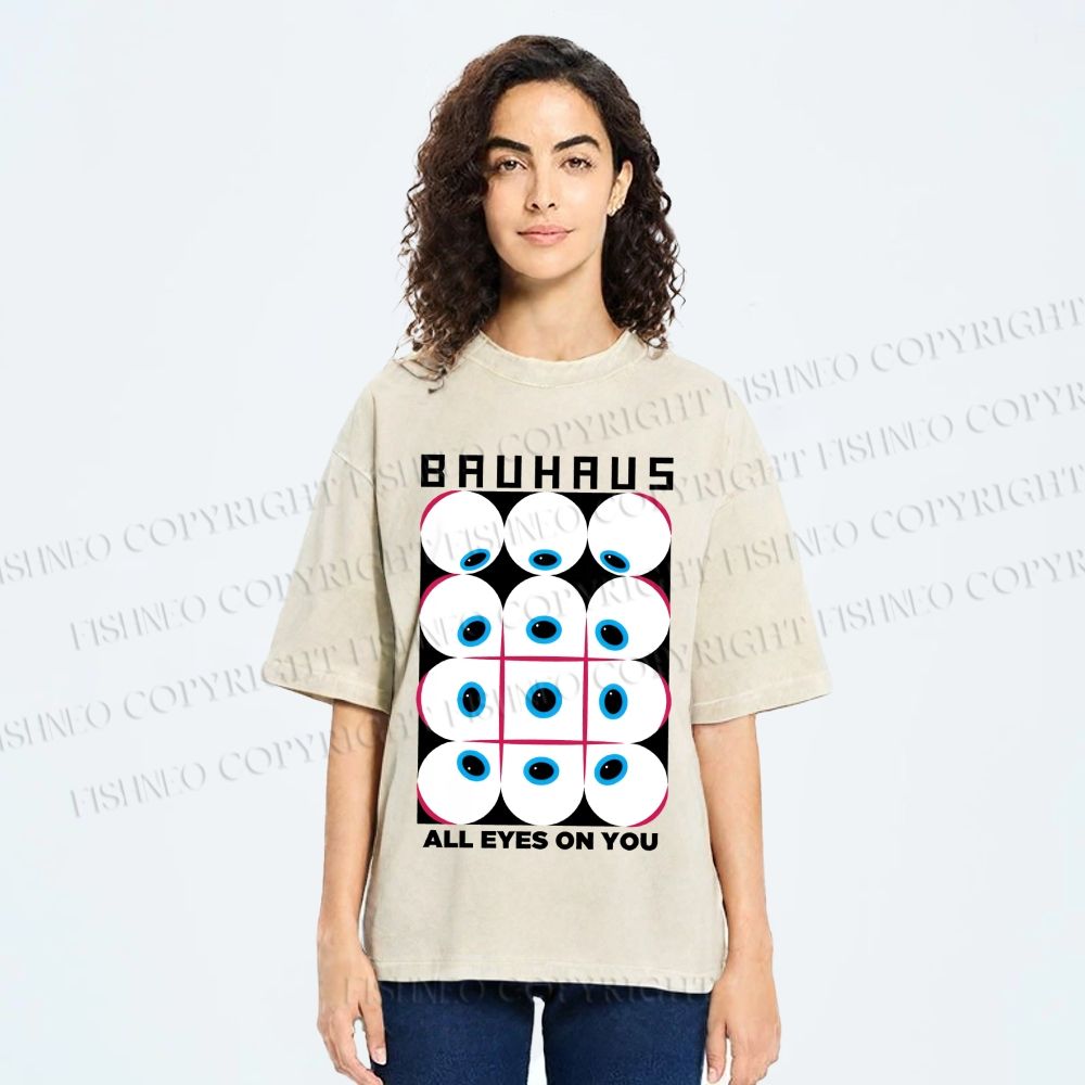 Unisex Bauhaus Eye Printed Washed Tee