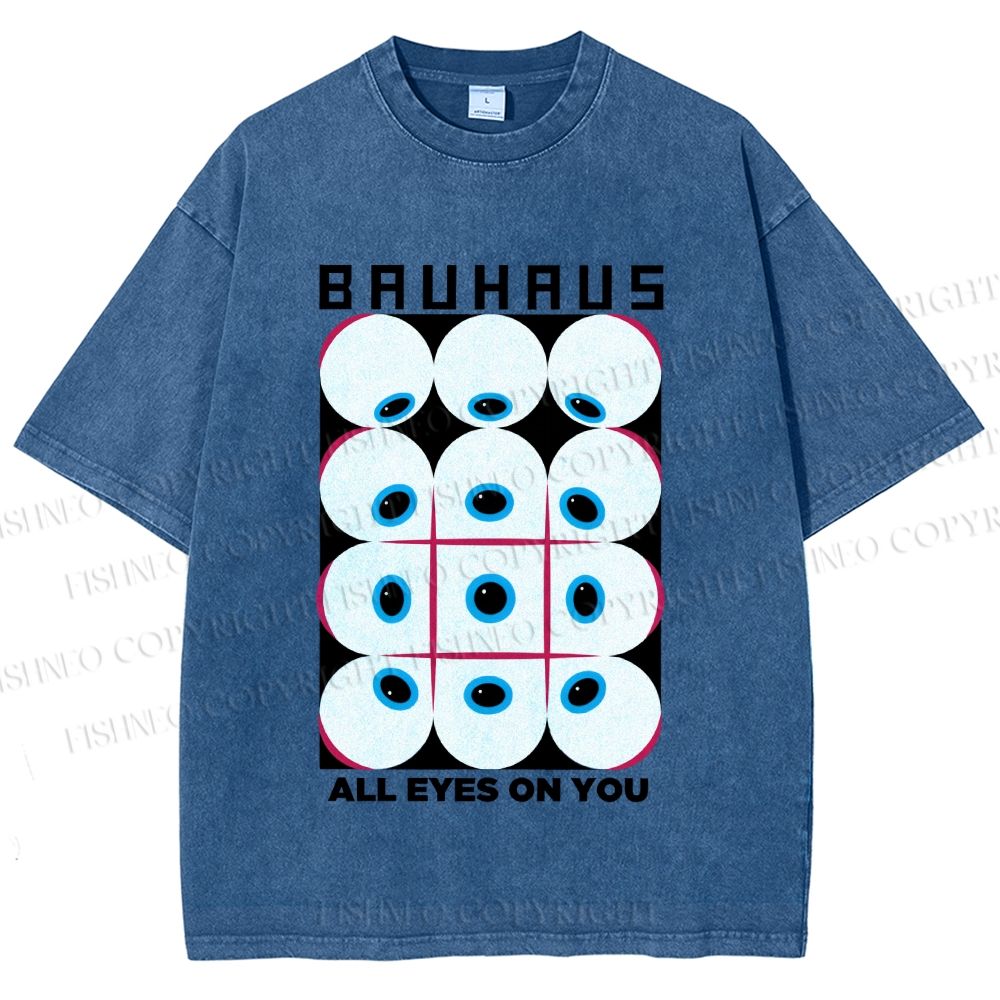 Unisex Bauhaus Eye Printed Washed Tee