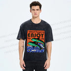 Unisex Vintage Dolphin Enjoy this Life Printed Washed Tee