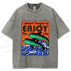 Unisex Vintage Dolphin Enjoy this Life Printed Washed Tee