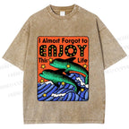 Unisex Vintage Dolphin Enjoy this Life Printed Washed Tee